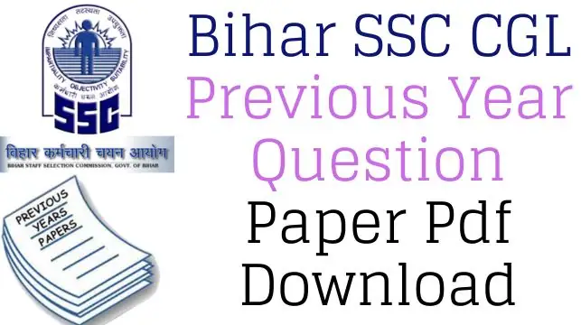 Bihar SSC CGL Previous Year Question Paper In hindi Pdf Download