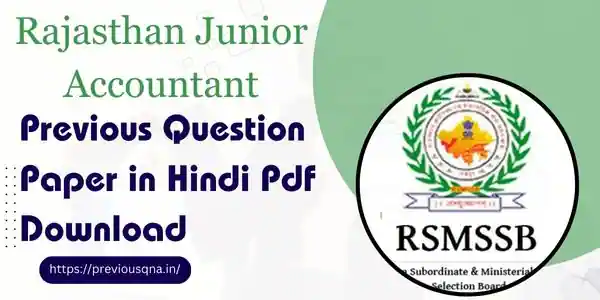 Rajasthan Junior Accountant Previous Year Paper In Hindi Pdf Download