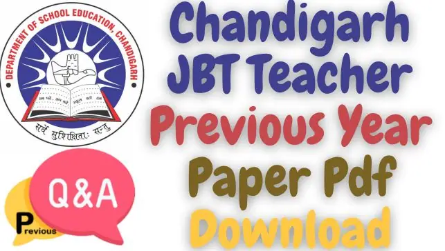 Chandigarh JBT Teacher Previous Year Paper Pdf Download