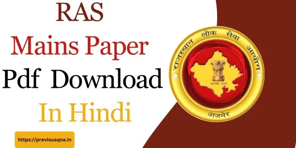 RAS Mains Paper In Hindi Pdf Download