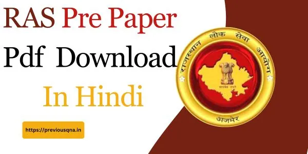 RAS Pre Paper In Hindi Pdf Download