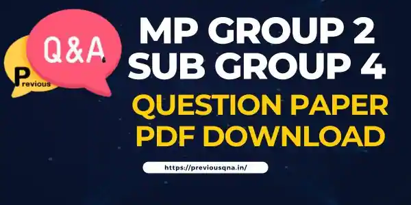 MP Group 2 Subgroup 4 Previous Year Paper In Hindi