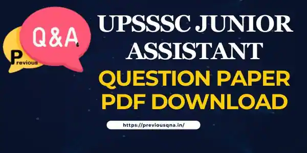 UPSSSC Junior Assistant Question Paper In Hindi pdf Download